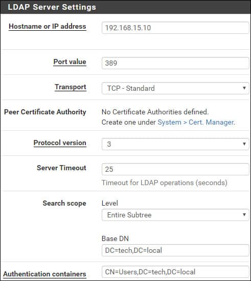 pfsense ldap服务器设置